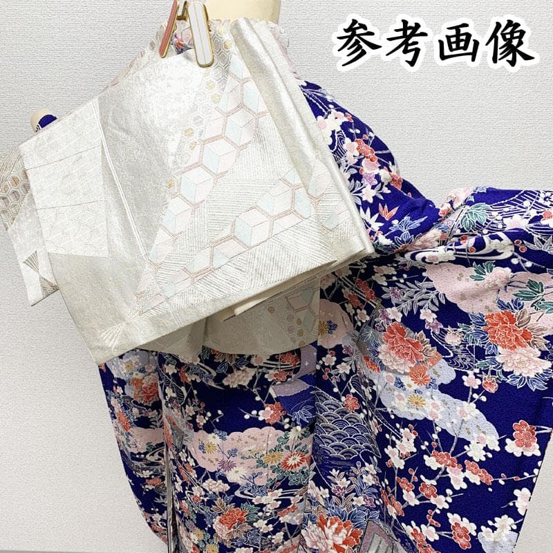 412z18☆振袖 小紋柄 金銀彩 地紋 型染め 古典柄☆美品 成人式 結婚式