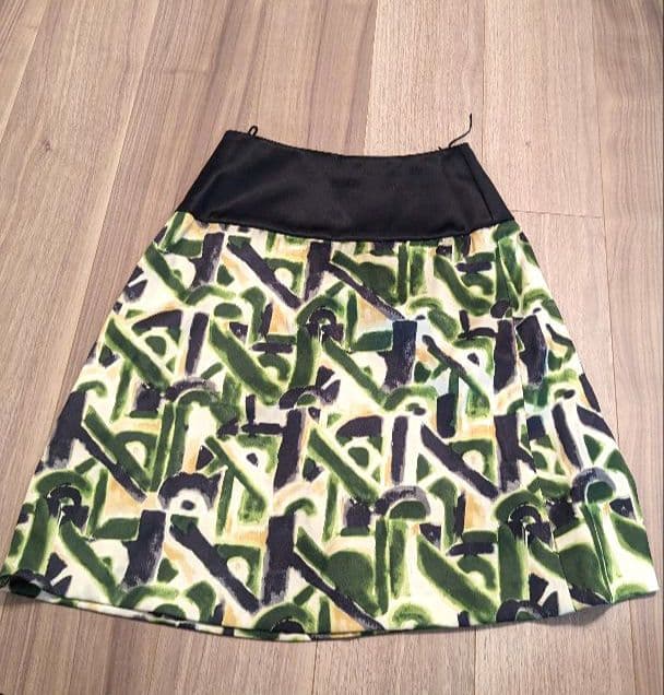 【美品】PRADA プラダ プリントスカート ボックスプリーツ36