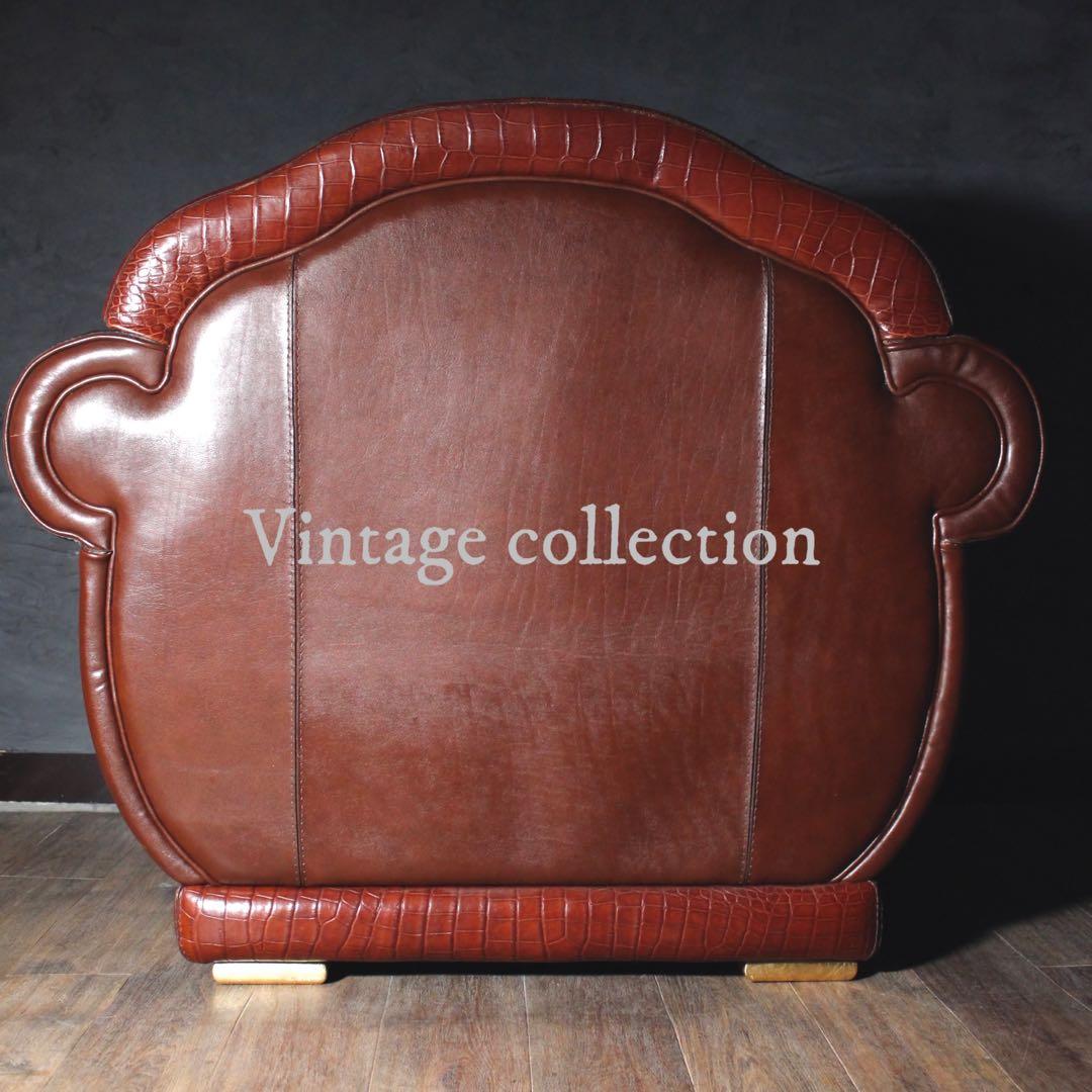 首都圏送無料〜　BASTEXイタリア超一流ソファ 総本革＋ワニ革　アンティーク
