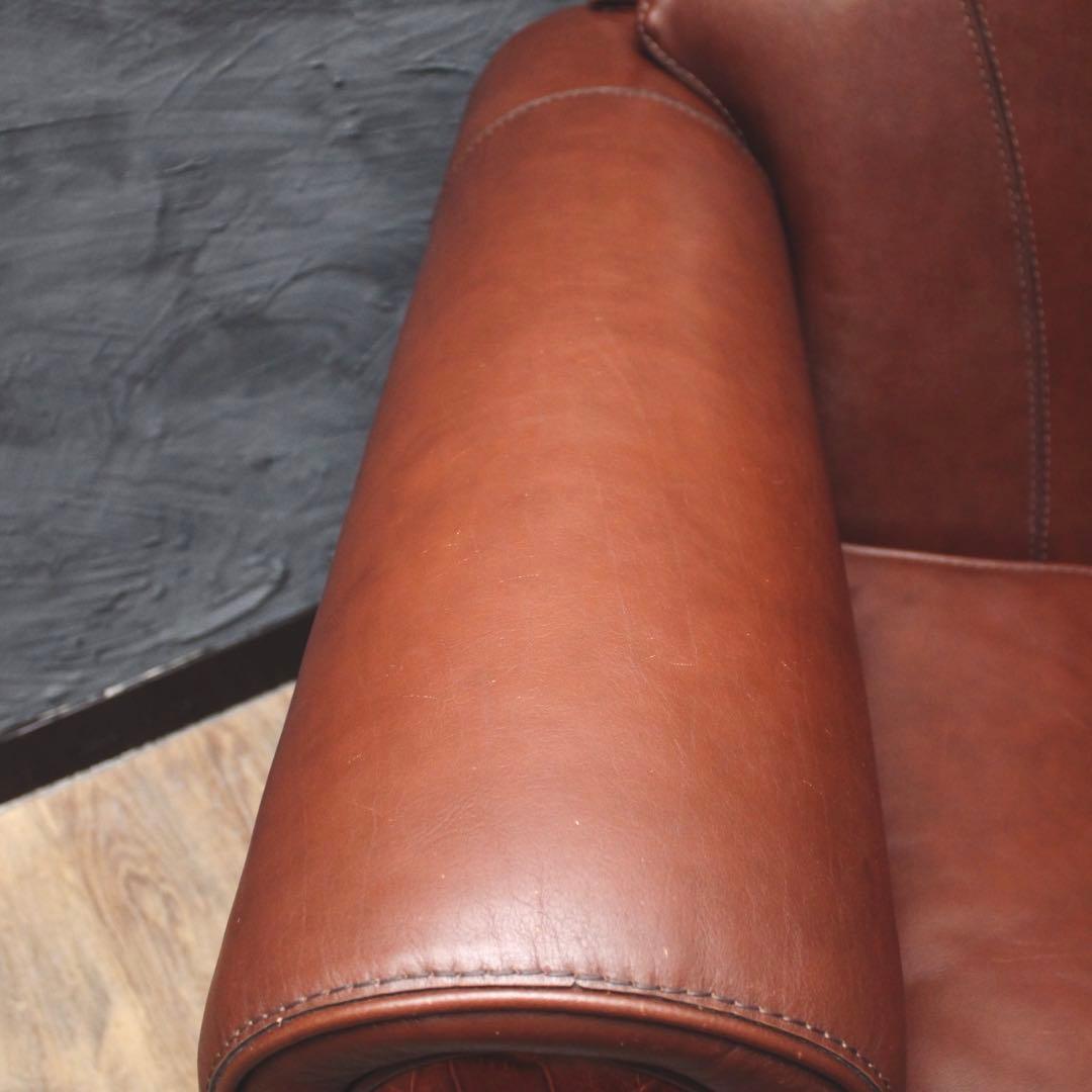 首都圏送無料〜　BASTEXイタリア超一流ソファ 総本革＋ワニ革　アンティーク