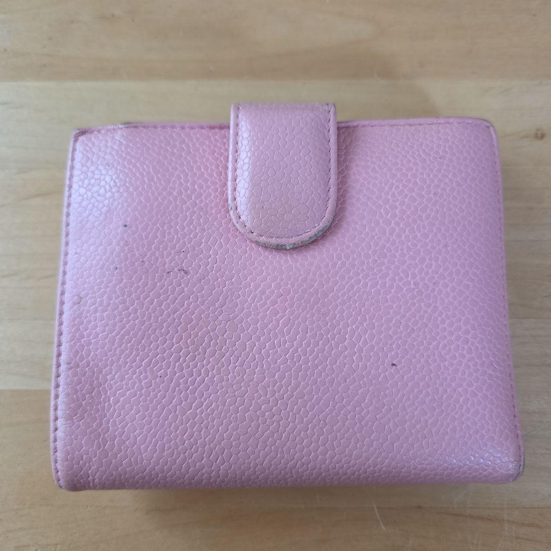 CHANEL キャビアスキン 二つ折り財布 ピンク　シャネル