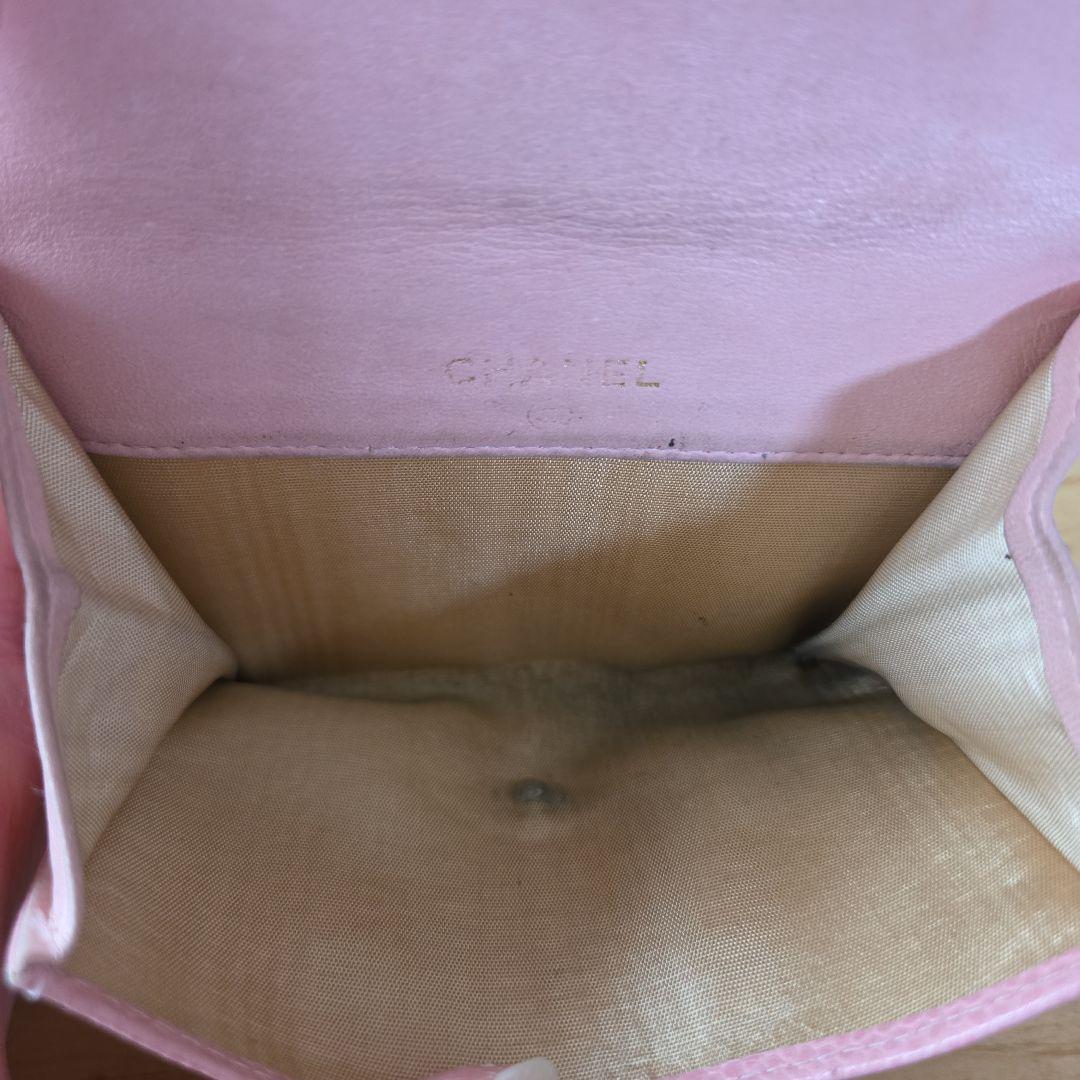CHANEL キャビアスキン 二つ折り財布 ピンク　シャネル