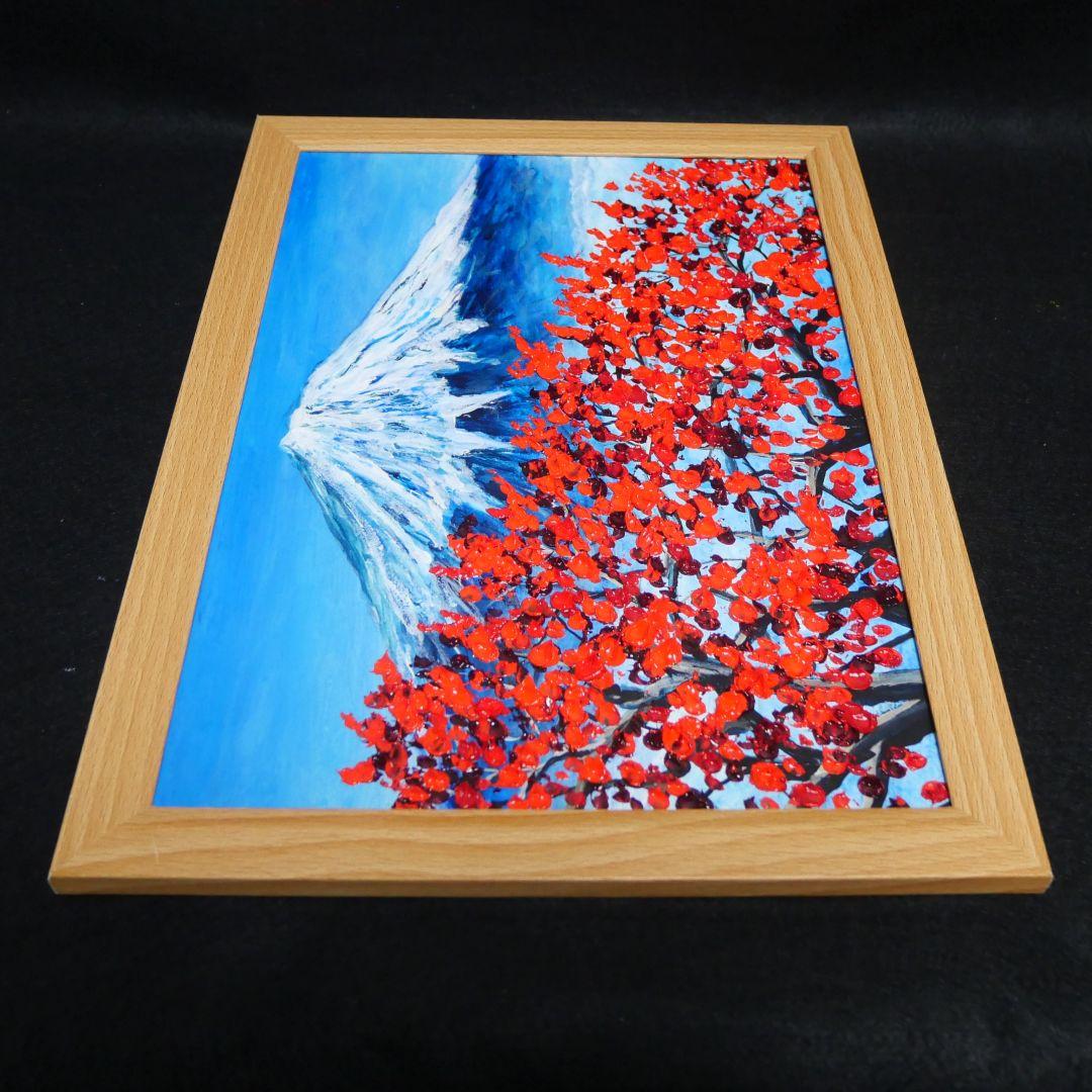 油絵 油彩 油彩画 絵 絵画【富士山と梅の花】