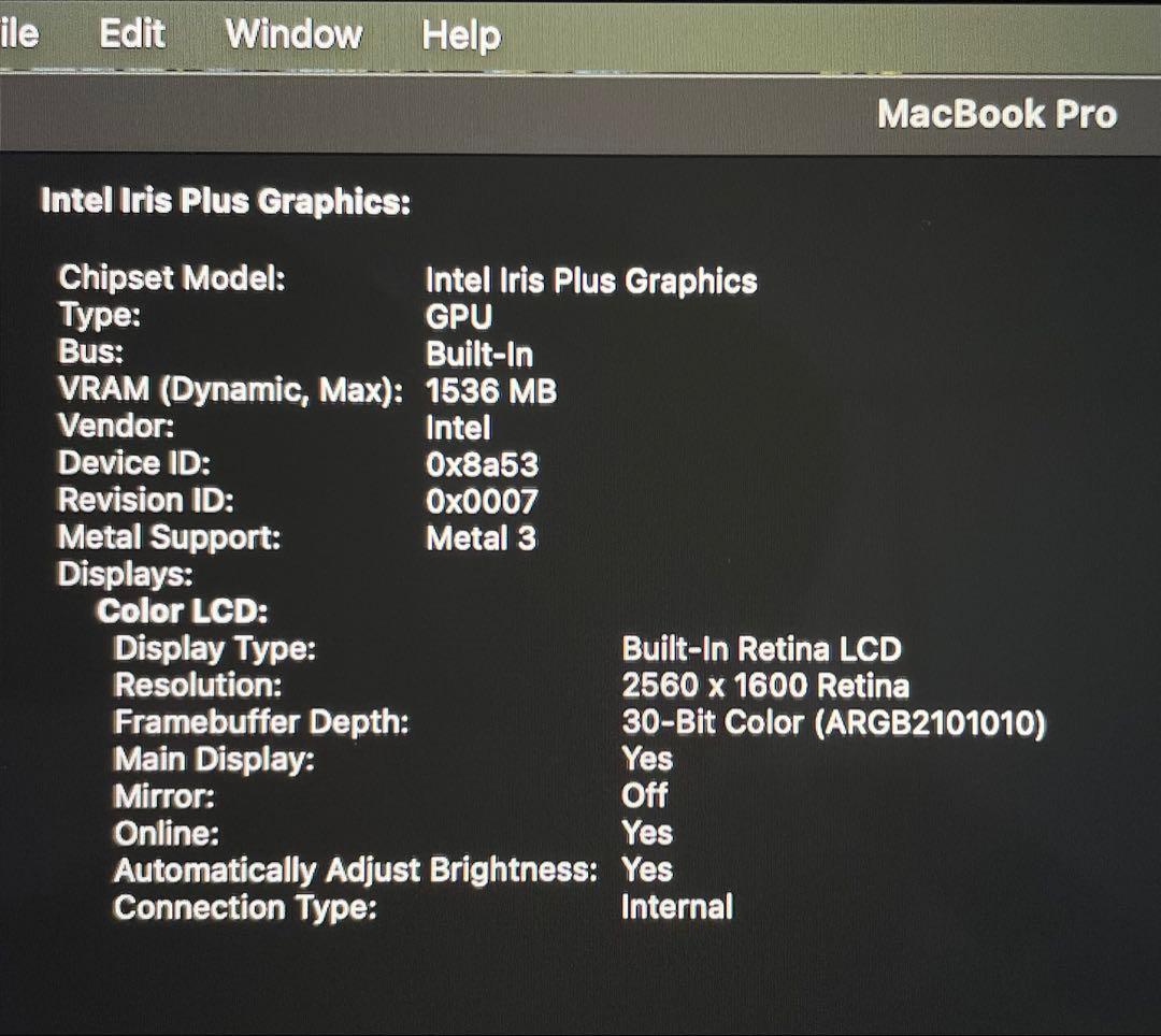 美品 MacBook Pro 2020 TouchBar付き