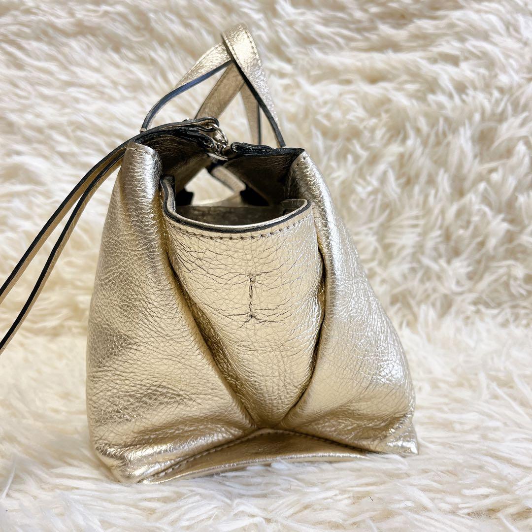 希少カラー✨ジャンニキャリーニ　オリガミ S 2wayショルダー　ゴールド　本革