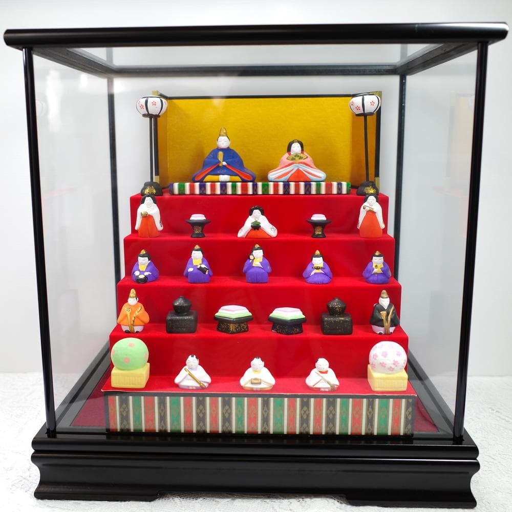 雛人形五段飾り十五人揃い（ガラスケースつき）