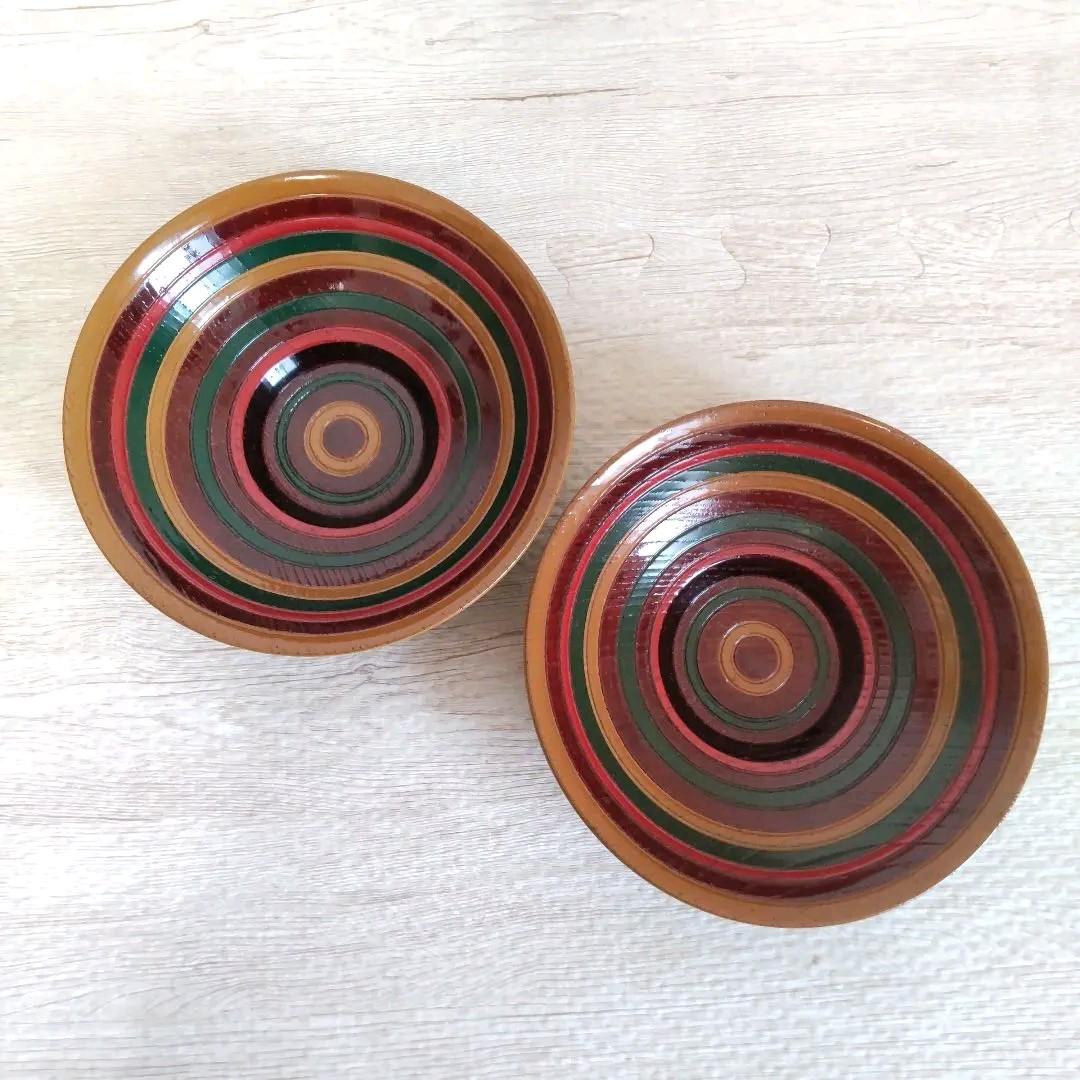 5枚組　目はじき　独楽塗　茶托