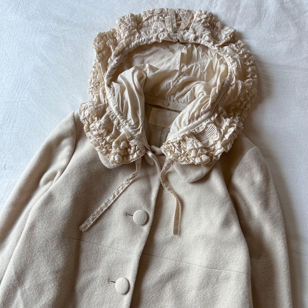 【高級】PINK HOUSE チェスターコート ベージュ レース フリルフード付