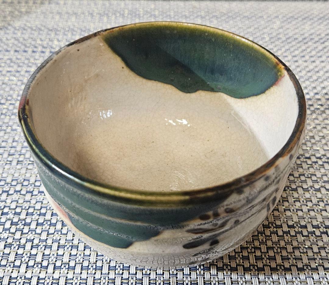 【時代古作品❗】明治時代頃　古織部　鉄絵織部釉茶碗　小服茶碗　旅茶碗　野点茶碗