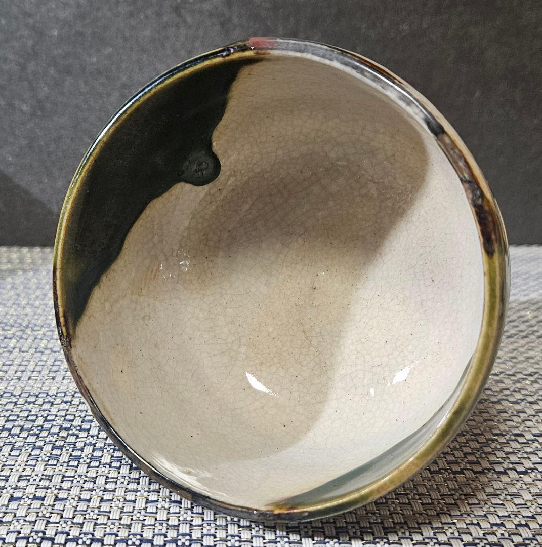 【時代古作品❗】明治時代頃　古織部　鉄絵織部釉茶碗　小服茶碗　旅茶碗　野点茶碗