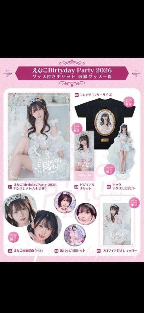 えなこBirthday Party 2026 チケット収録グッズ　一式 未使用