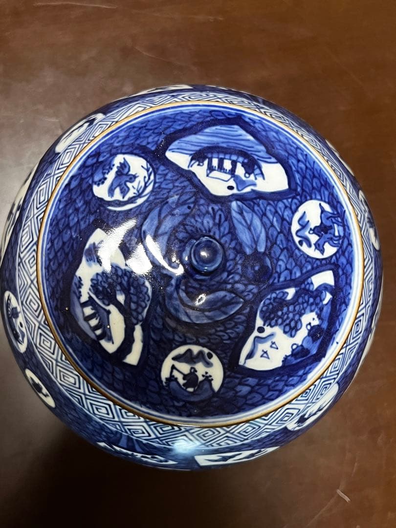 喜泉　橋本喜泉　茶道具　水指　染付　山水　芋頭　箱有り