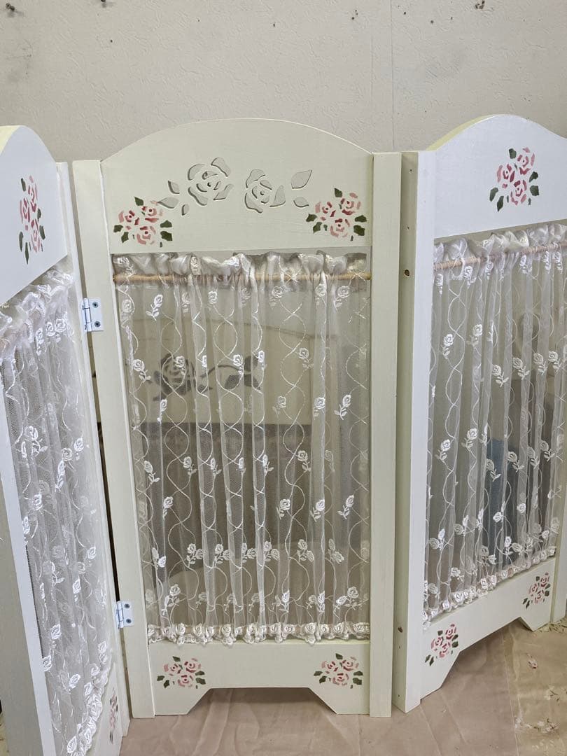 花薔薇のレースの卓上パーテーションミニ3連