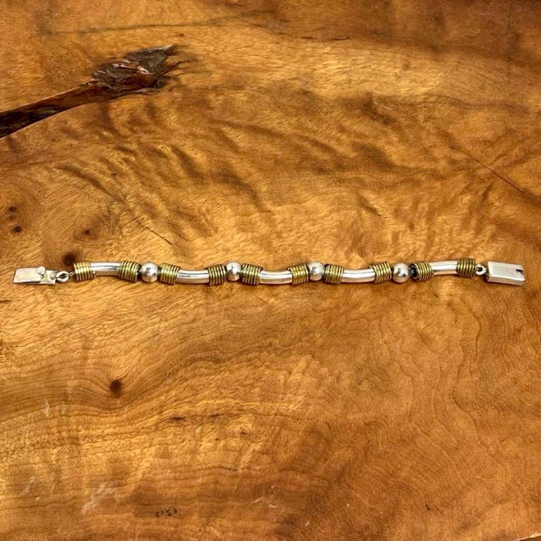 メキシコ ヴィンテージ シルバー 真鍮 ワイヤーラップ ブレスレットMEX925