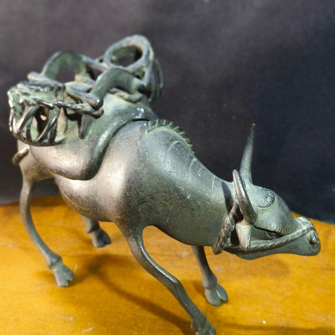 茶道具 唐金 水牛香炉 中国骨董 置物 古美術 旧家蔵出し コレクター放出 桐箱