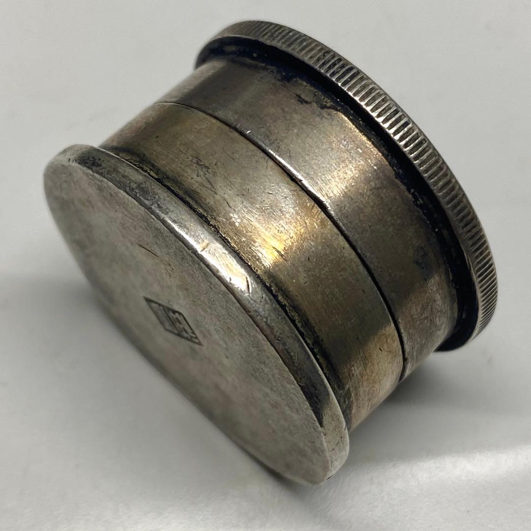 旧蔵　清国　銀龍古銭　朱肉ケース　根付　文房具グッズ　赤印泥　時代物　