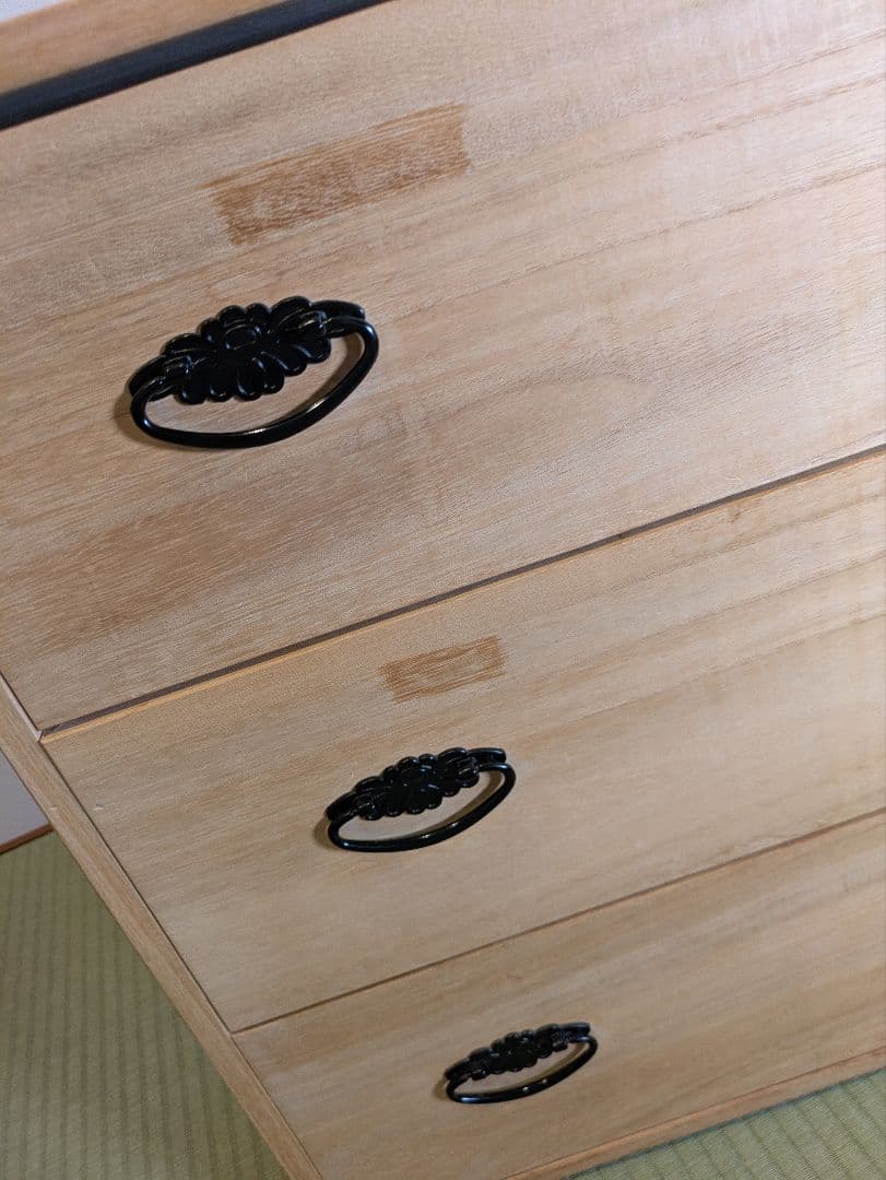 天然木桐箪笥　3段　桐タンス　マーゼルン 側面取っ手付き