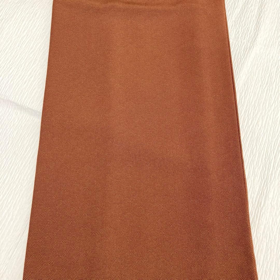 【美品✨】東レシルック　さんび　高島屋扱　洗える着物　江戸小紋　青海波　赤茶B8