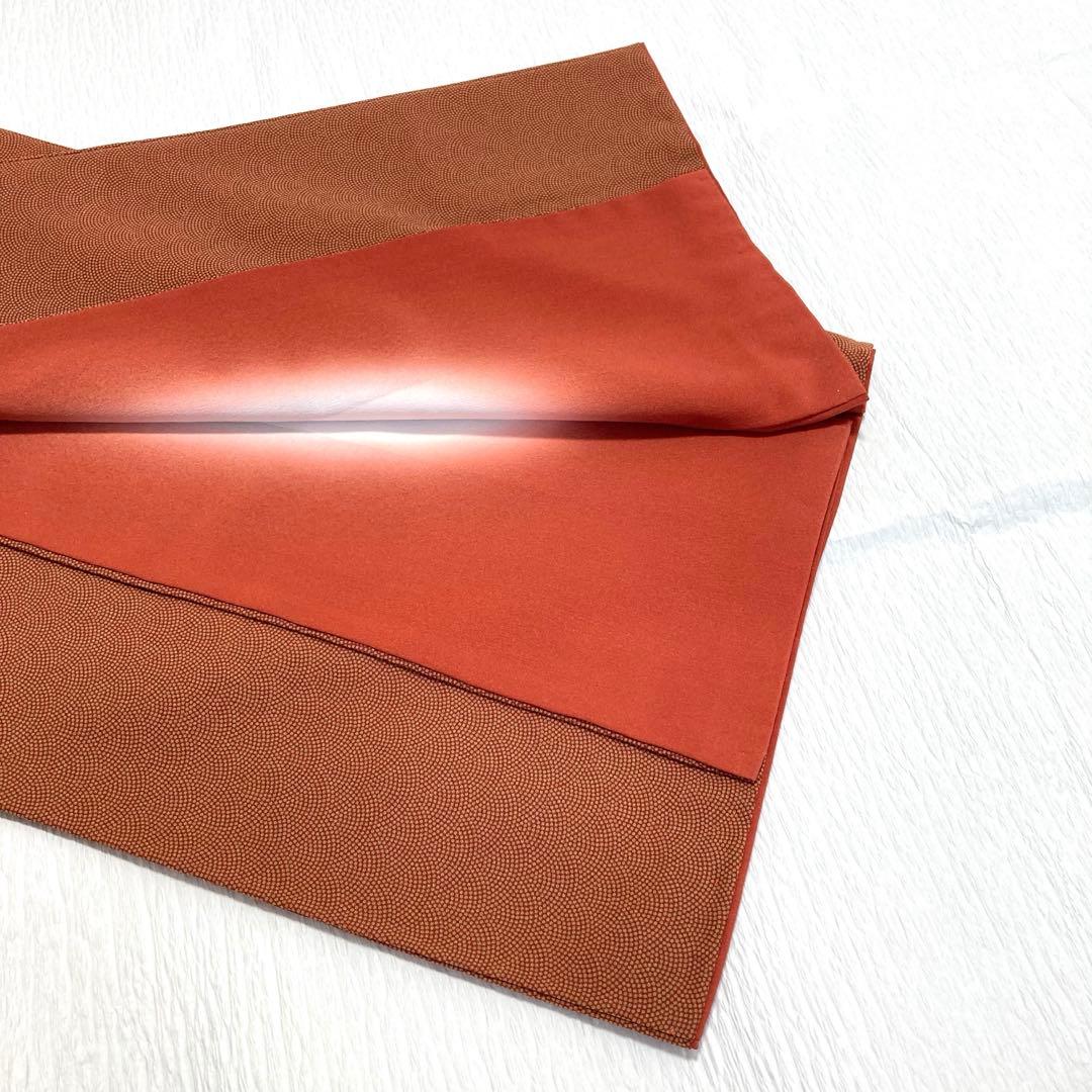 【美品✨】東レシルック　さんび　高島屋扱　洗える着物　江戸小紋　青海波　赤茶B8