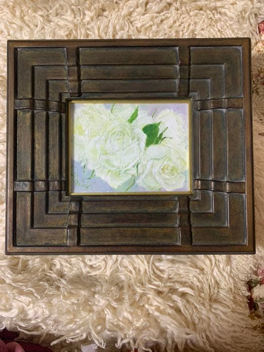 葦原邦子作「白いバラほのかに」油絵