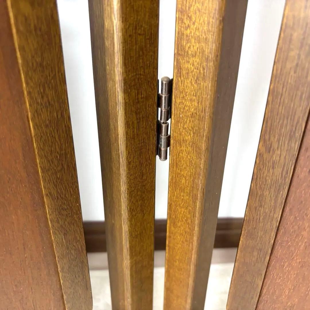 美品 アンティーク ４連パーテーション 木製スラットデザイン 間仕切り 家具