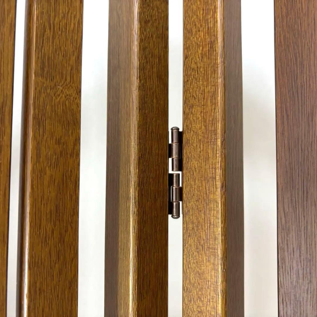 美品 アンティーク ４連パーテーション 木製スラットデザイン 間仕切り 家具