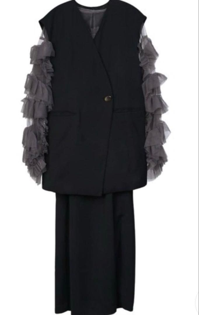 ANDRESD バックシアージレセットアップ　デコラティブチュールトップス