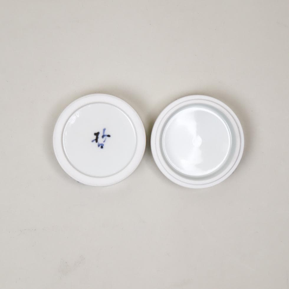 上田哲也 染付 ふぐ合子 香合 共箱