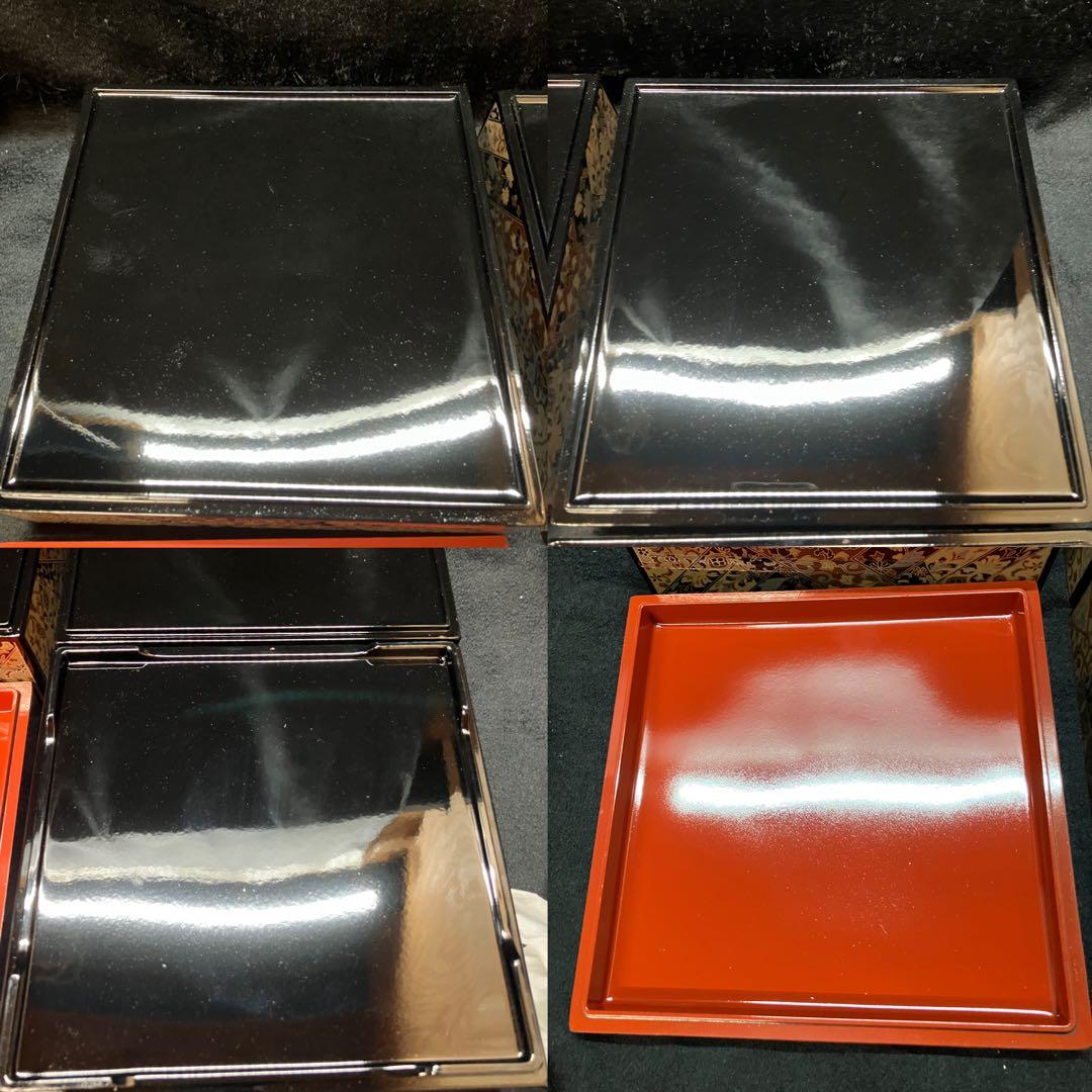 正倉院鳳凰　三段重　重箱　漆器　3段　重箱 2個セット　未使用品　B2238