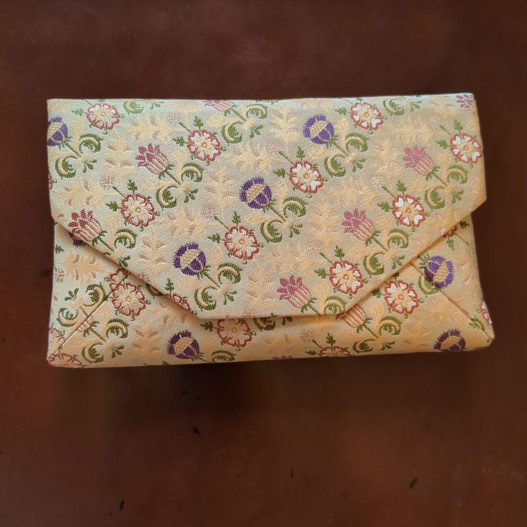徳斎 未使用品 数寄屋袋 茶道具 金襴 葡萄牙錦 表·裏千家 和クラッチバッグ