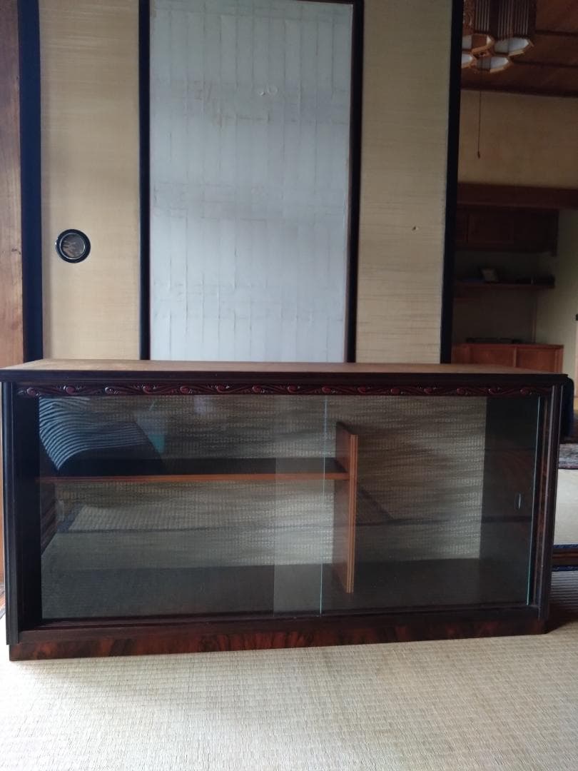 サイドボード　キャビネット　昭和レトロ　人形ケース　飾り棚　木製ガラスケース