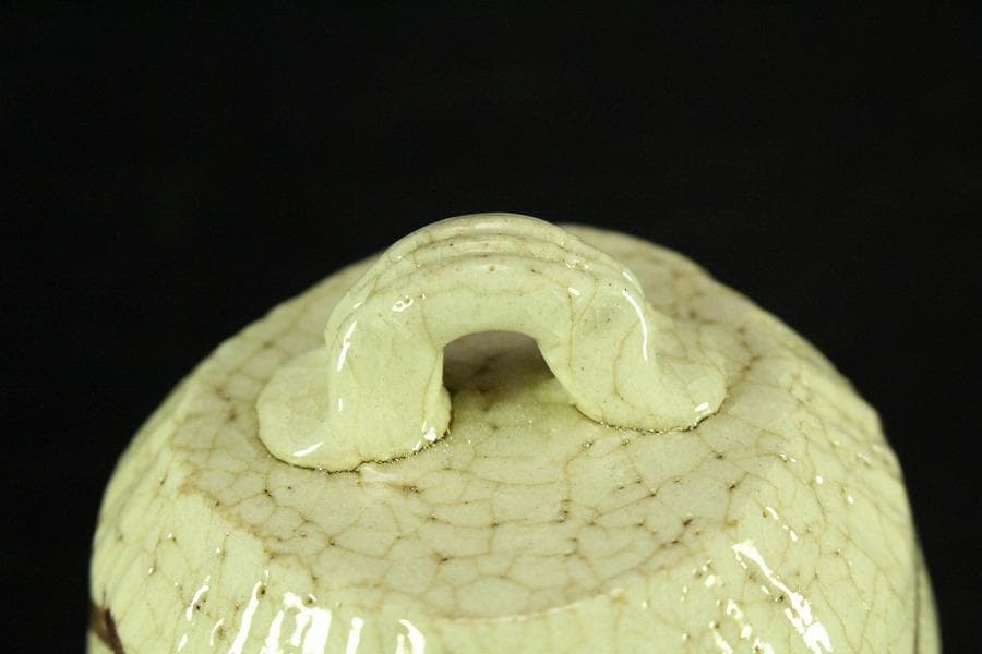 茶道具 絵瀬戸 志野 ハジキ香合 鐡山 共箱 未使用(K-LC667)