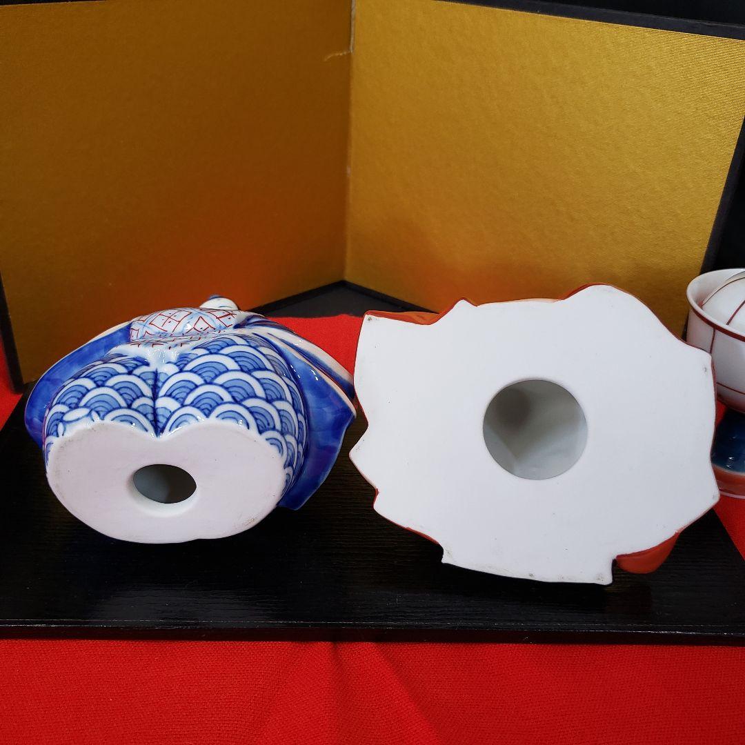 鍋島藩窯 畑萬作 陶器 雛人形 男雛 女雛 金屏風 置物