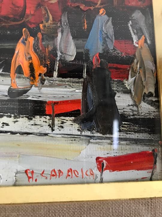 定岡宏『パリテアトル広場』油彩 額装付タトウ箱付