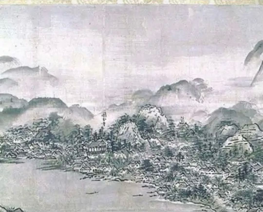 新品希少特注雪舟水墨画　国宝『天橋立図』元伊勢神社布地特注非売品元伊勢神社
