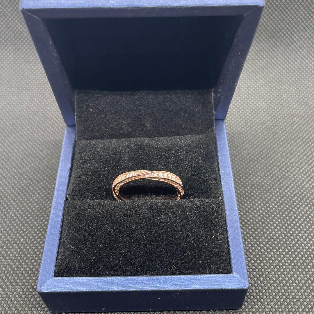 【14.2号】モアサナイト ツイスト フルエタニティ リング　ピンクG