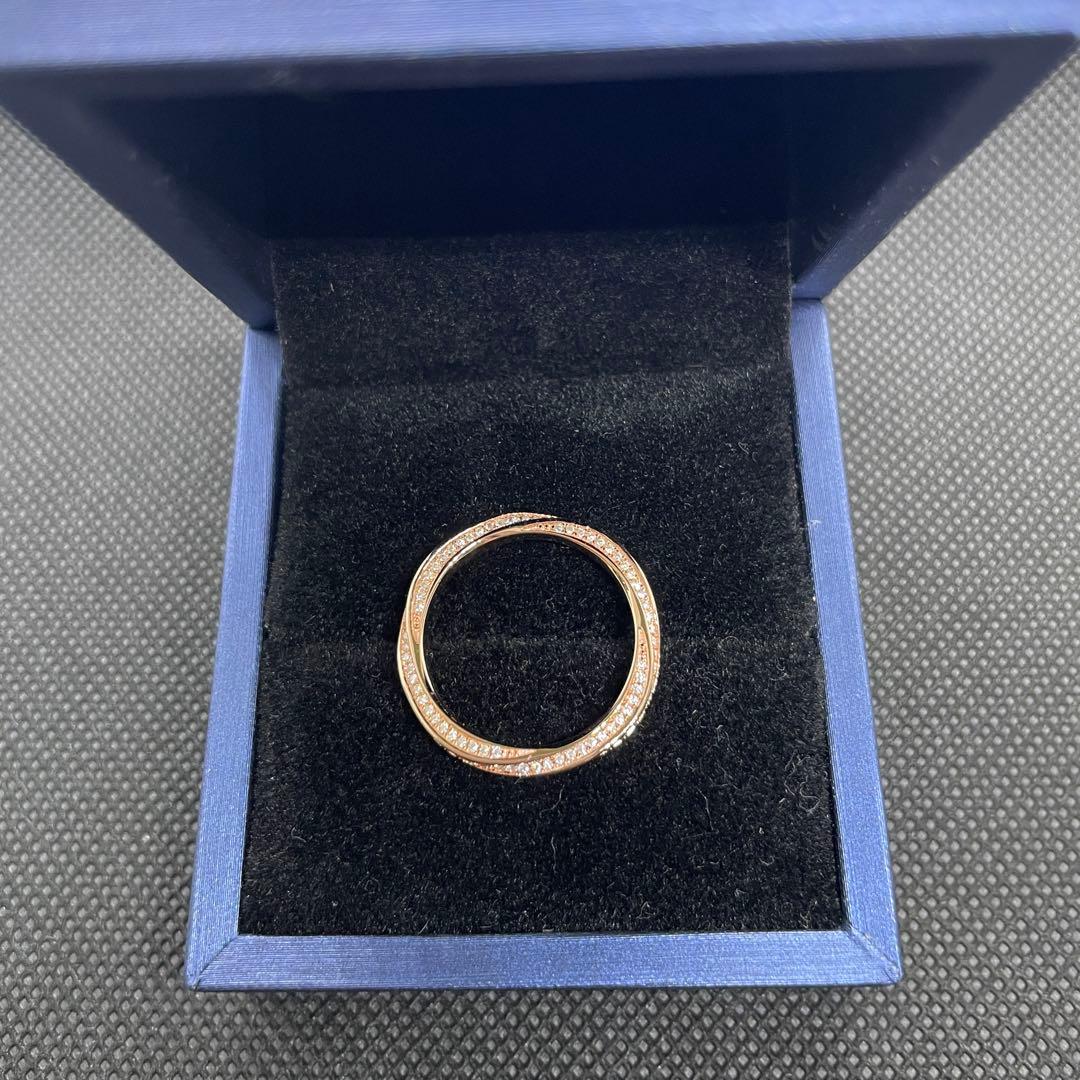 【14.2号】モアサナイト ツイスト フルエタニティ リング　ピンクG