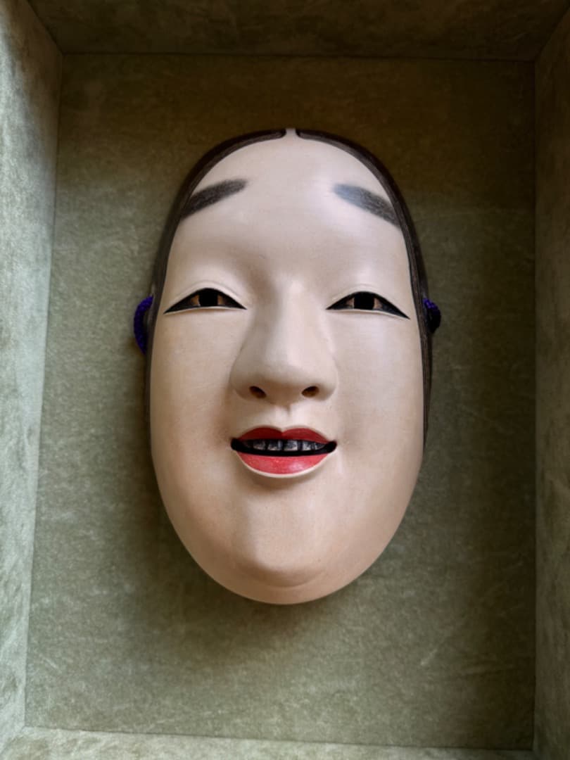 能面　工芸品　額入り　『陽春』　お面　女系　村雨?　f922