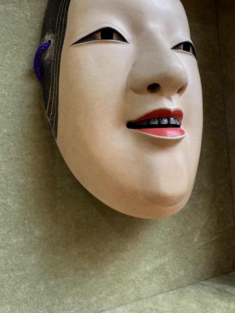 能面　工芸品　額入り　『陽春』　お面　女系　村雨?　f922