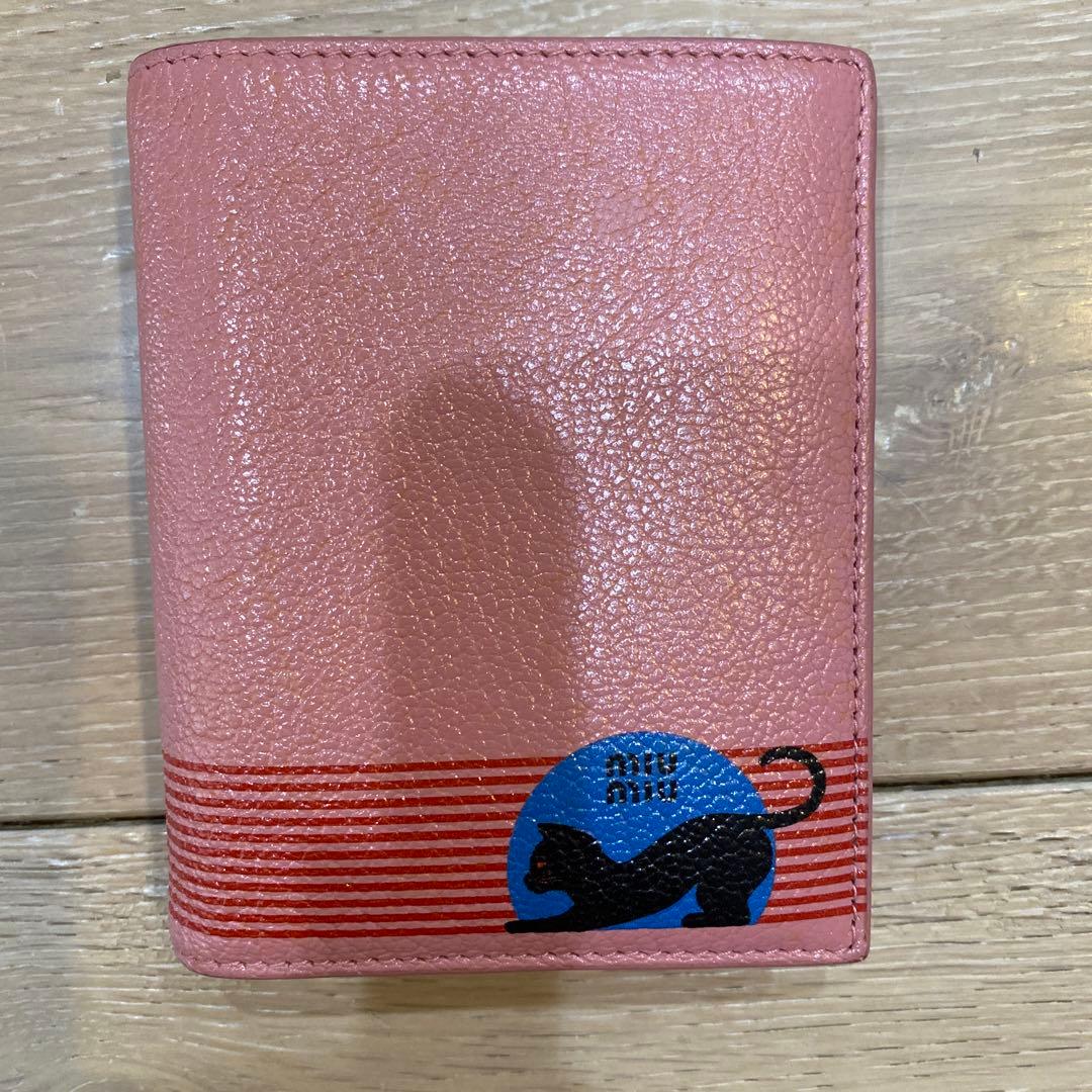 Miu Miu ミュウミュウ　猫デザイン 二つ折り財布 ピンク