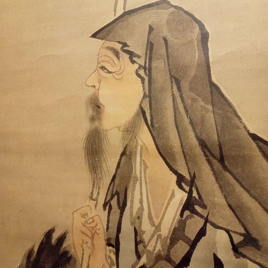 【真作 名品】黒田稲皐　「寿老人と鶴の図」箱なし