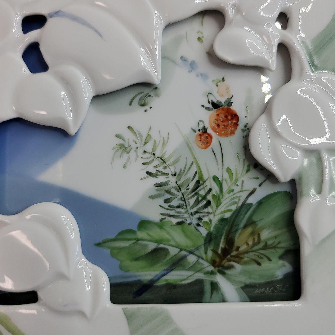 【希少】Meissen マイセン 立体 プラーク 陶板 野いちご イチゴ