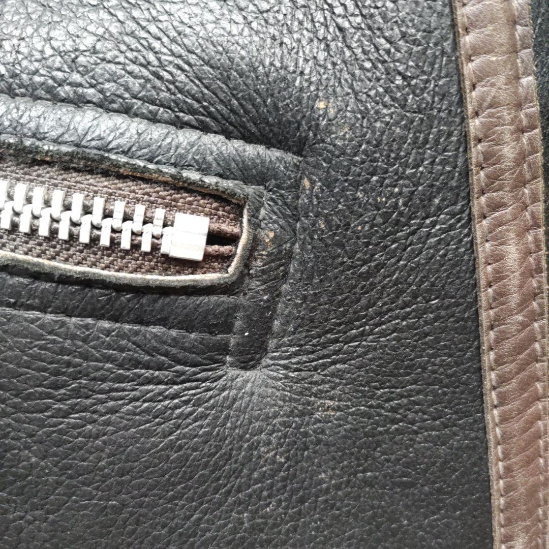 ムートンベスト レザー 羊革 日本製 B3 ブラック 黒 シープスキン 毛皮