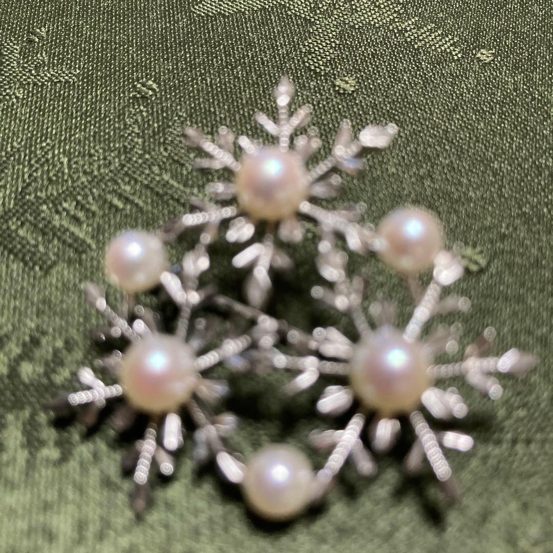 美品　ミキモト　パールブローチ 雪の結晶