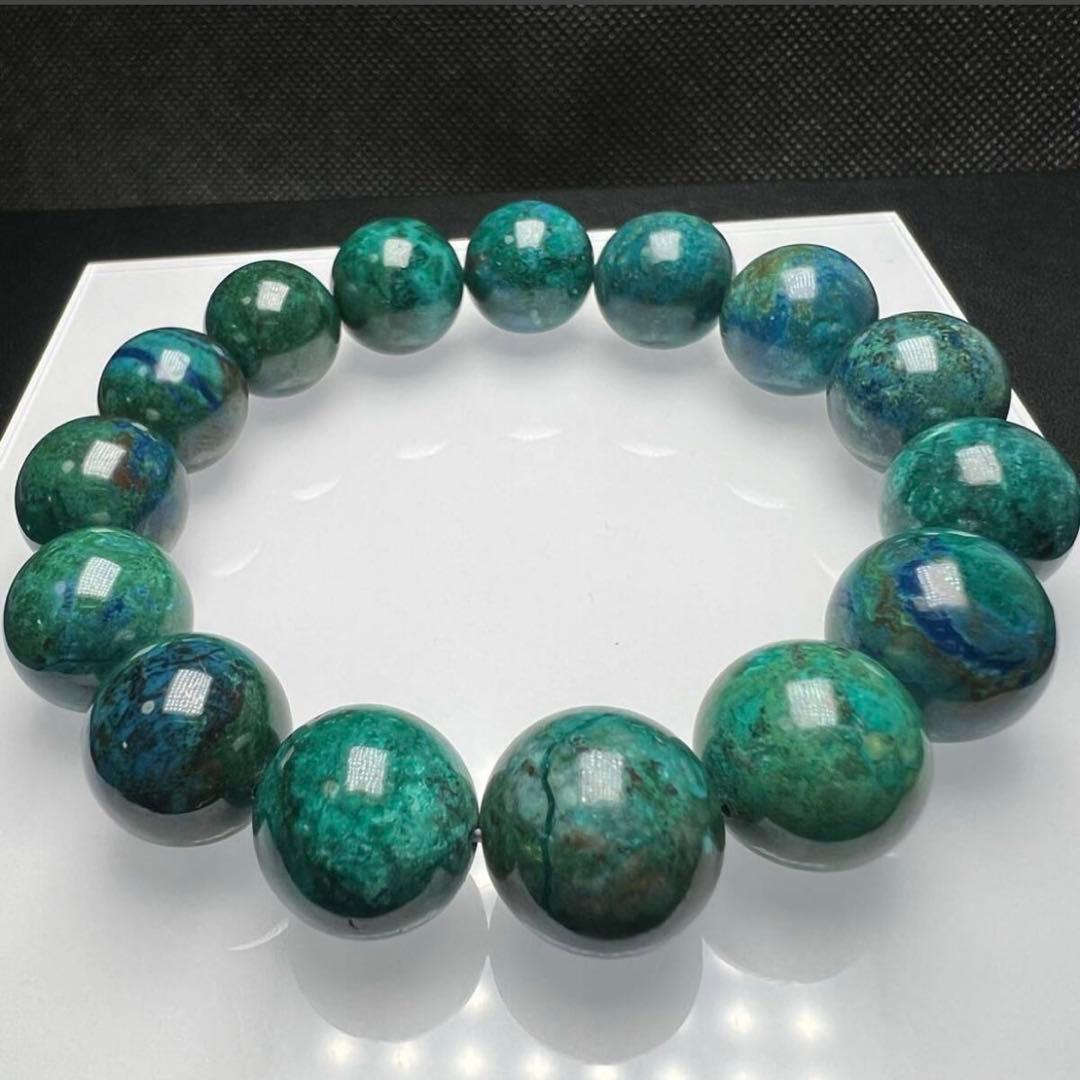 【67024】高品質 大玉 クリソコラ 14mm ブレスレット 天然石