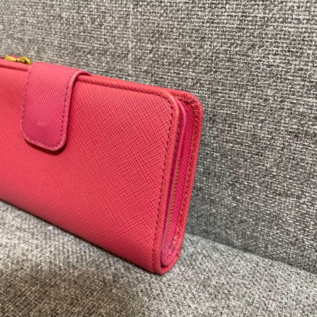 PRADA プラダ 二つ折り財布 マルチカラー ピンク