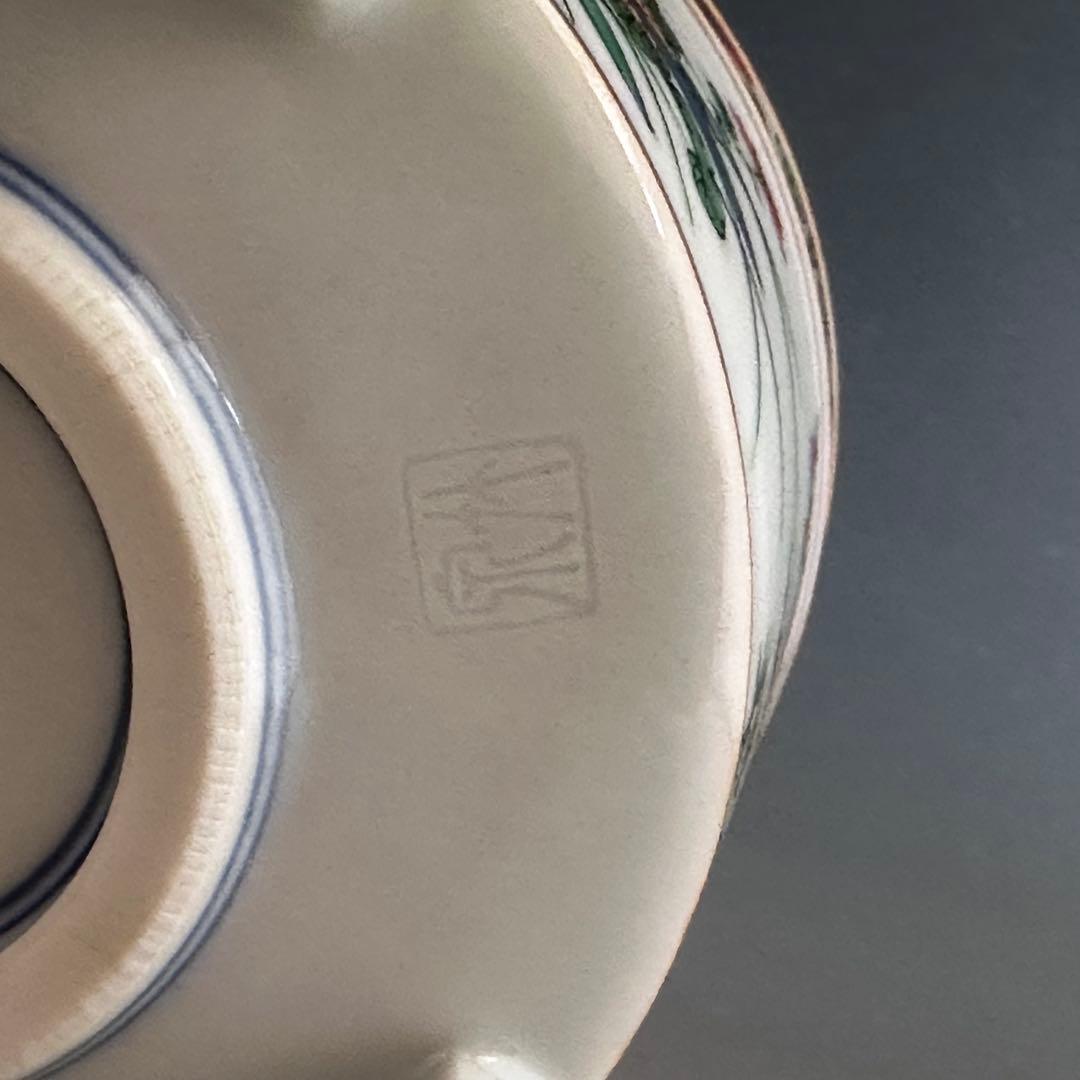 工芸品　赤絵　四君子図　香炉　五代　三浦竹泉　二重箱　信幸造純銀火舎　付　京焼