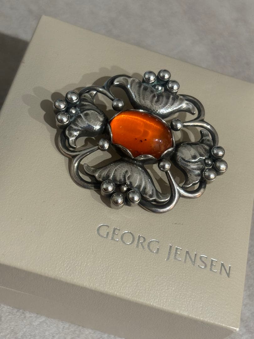 ジョージジェンセン ブローチ 173 琥珀 AG925  