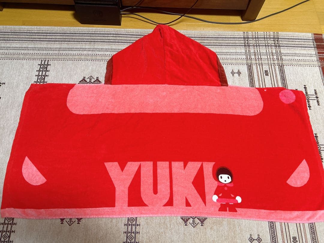 2枚セット　YUKI フード付きタオル 赤　ゆきんこ