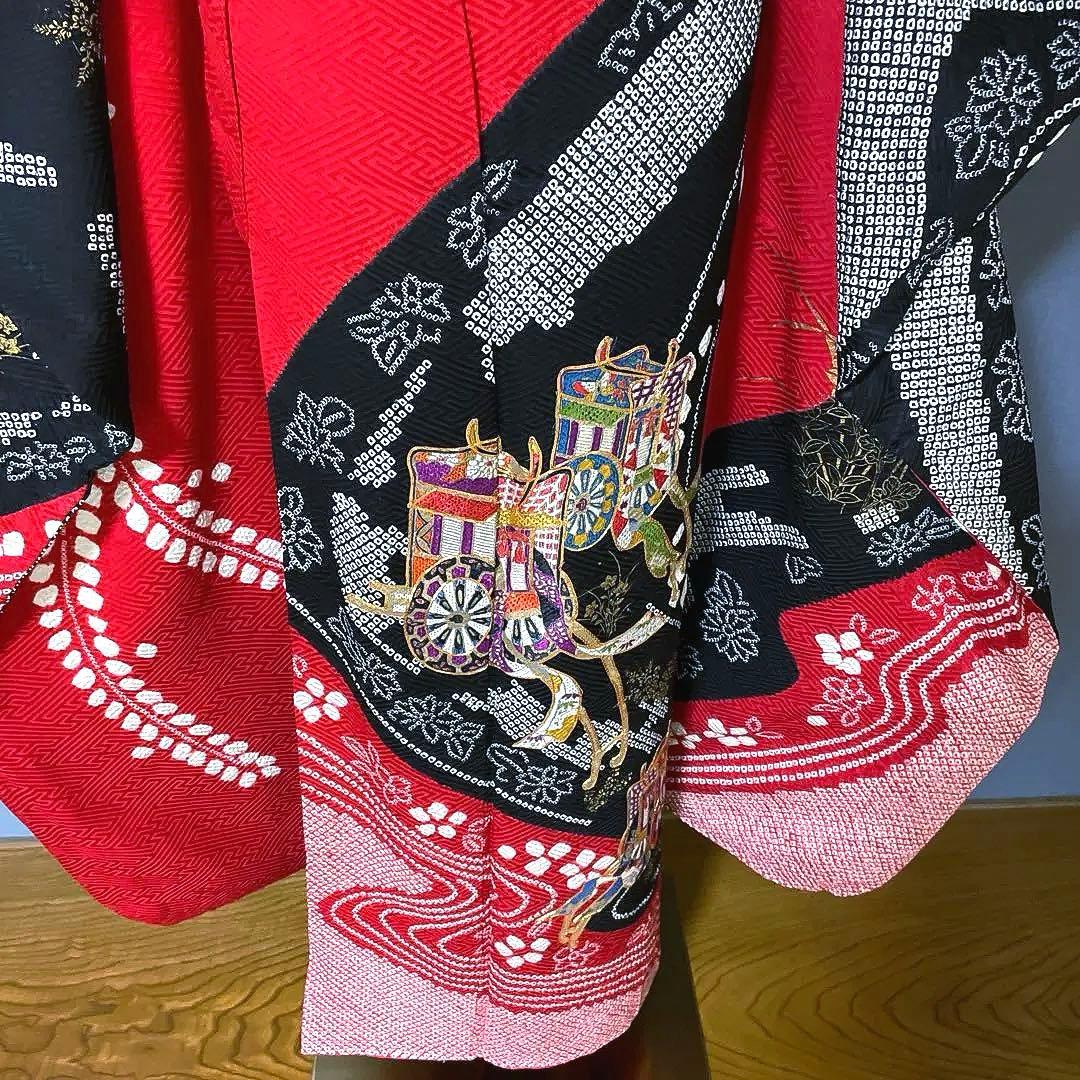 振袖フルセット　染分け　手絞り　手刺繍　成人式振袖　振袖　裄丈67